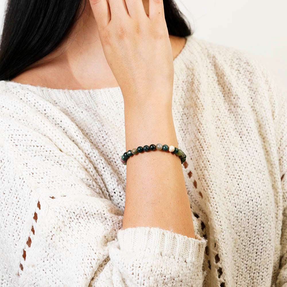 PULSERA ELÁSTICA ÁGATA INDIA (6 MM)