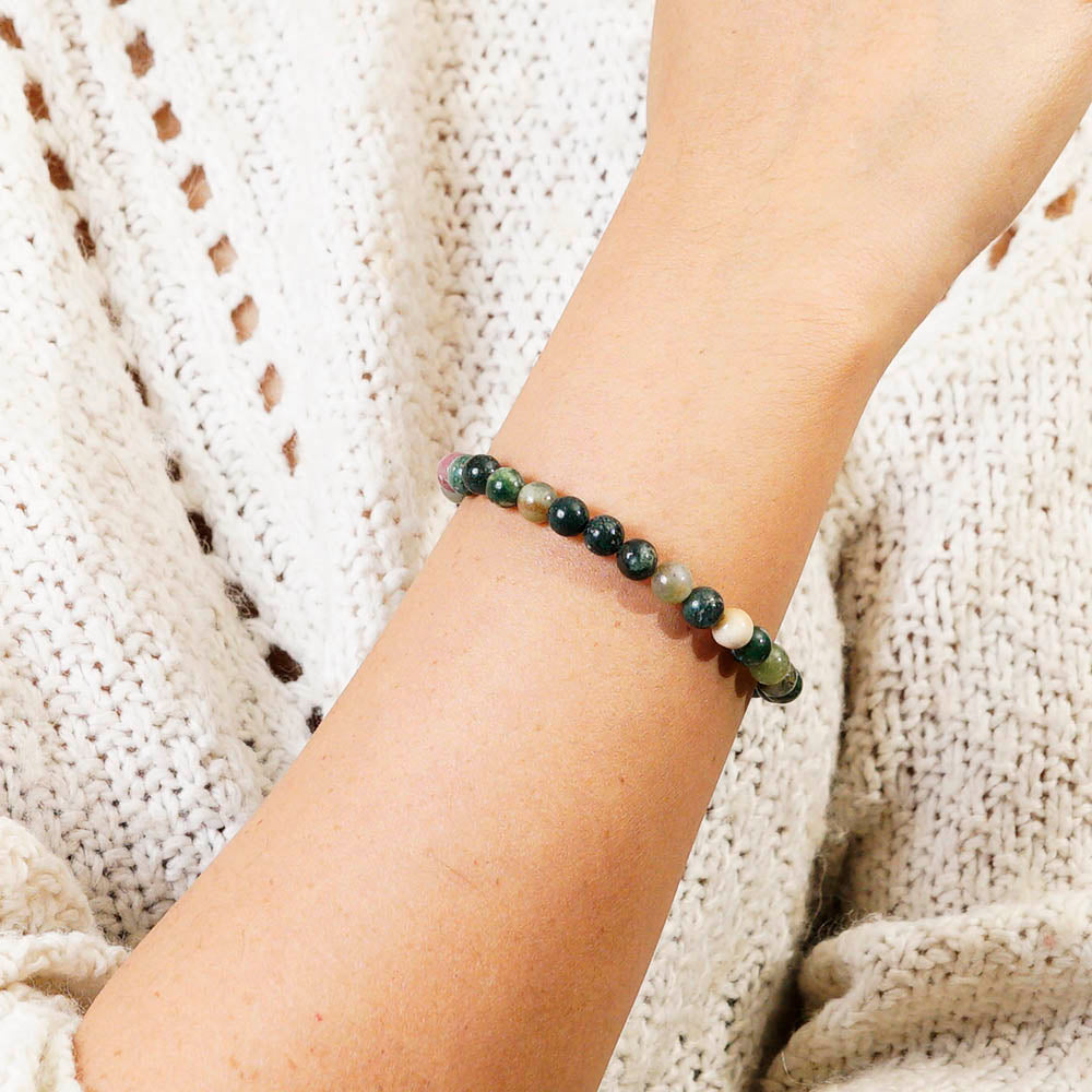 PULSERA ELÁSTICA ÁGATA INDIA (6 MM)