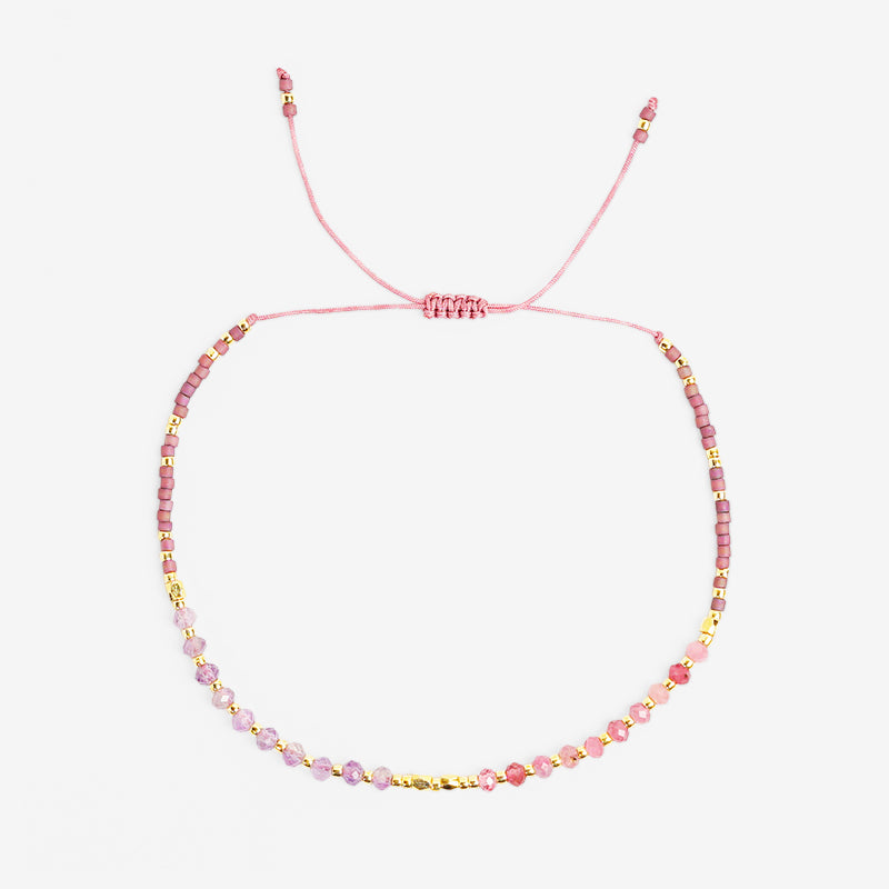 PULSERA AJUSTABLE MIYUKI AMATISTA + HEMATITA