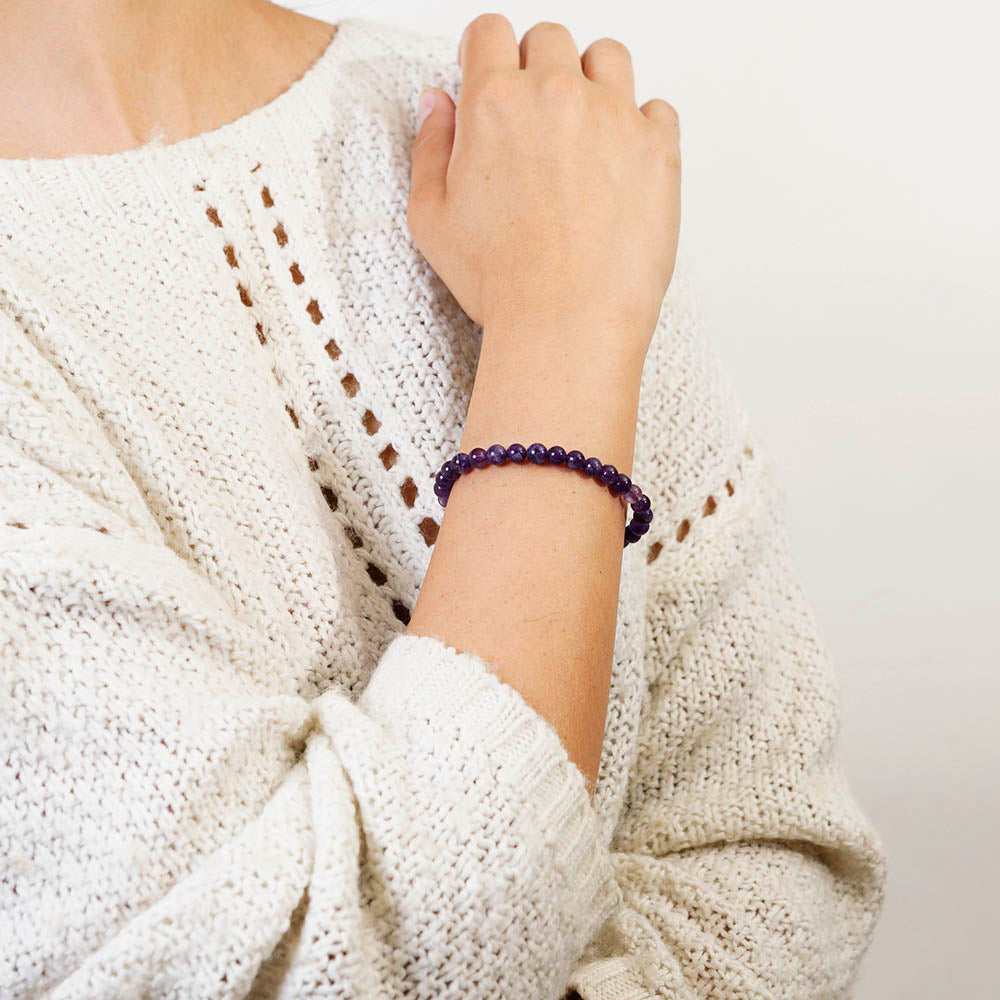 PULSERA AJUSTABLE AMATISTA (6 MM)