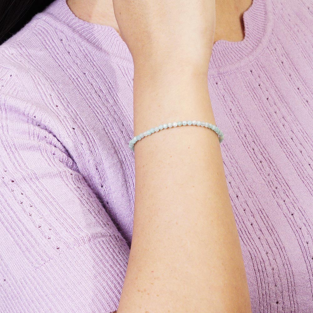 PULSERA AJUSTABLE AMAZONITA FACETADA (3 MM)