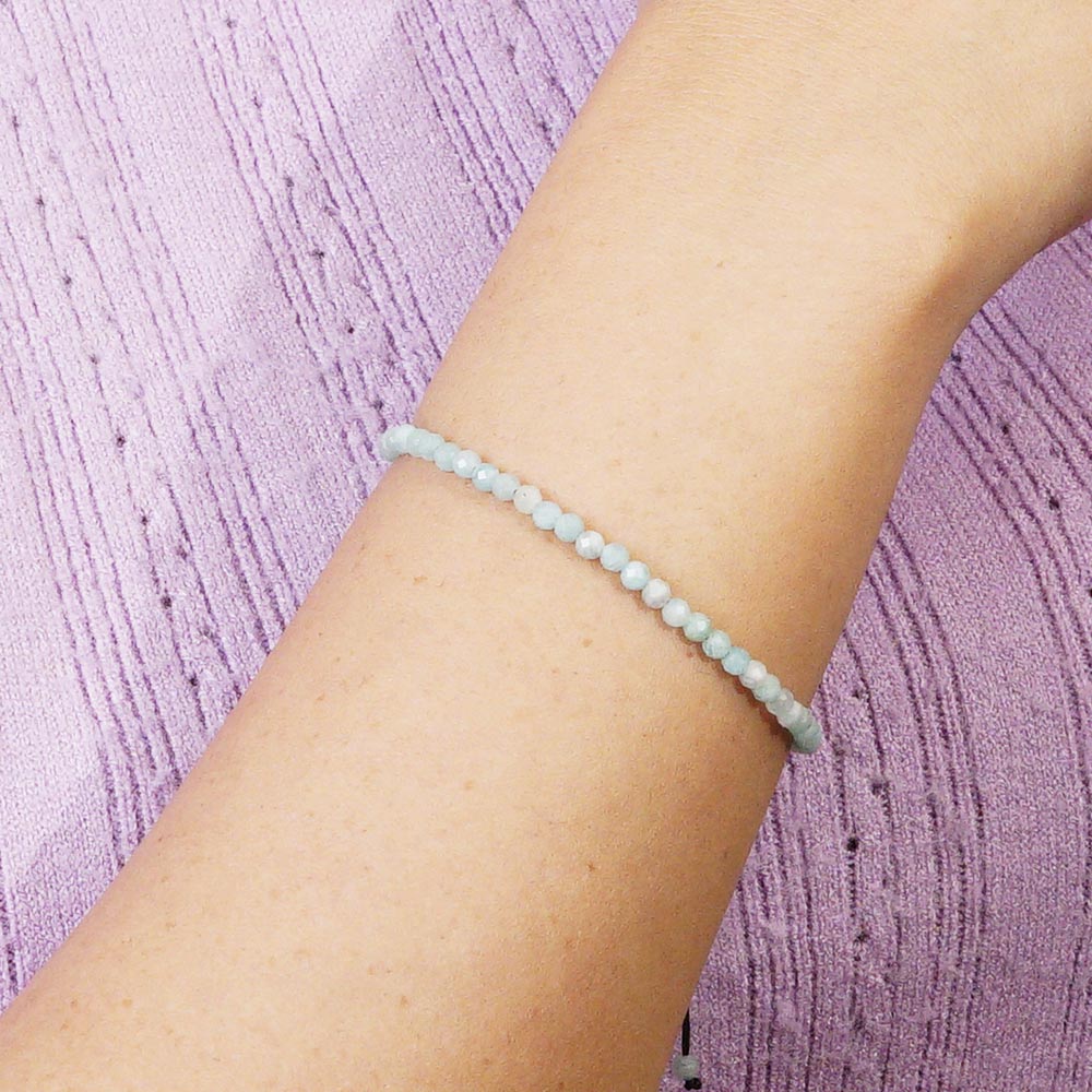 PULSERA AJUSTABLE AMAZONITA FACETADA (3 MM)
