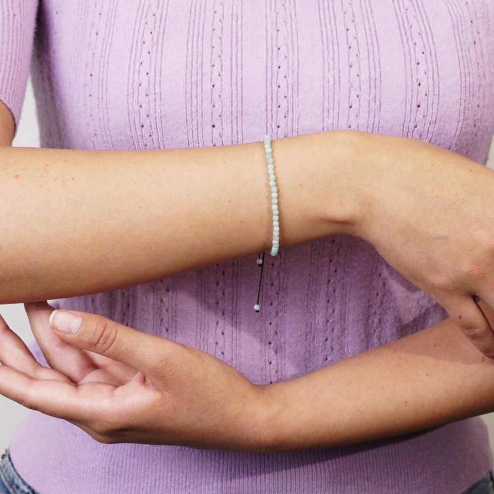 PULSERA AJUSTABLE AMAZONITA FACETADA (3 MM)