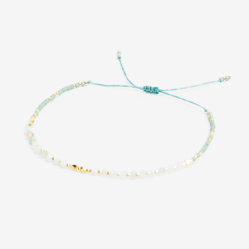 PULSERA AJUSTABLE MIYUKI AMAZONITA + HEMATITA