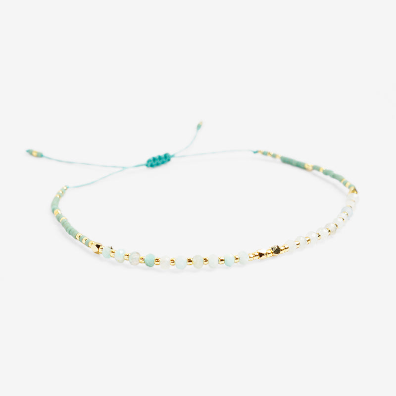 PULSERA AJUSTABLE MIYUKI AMAZONITA + HEMATITA