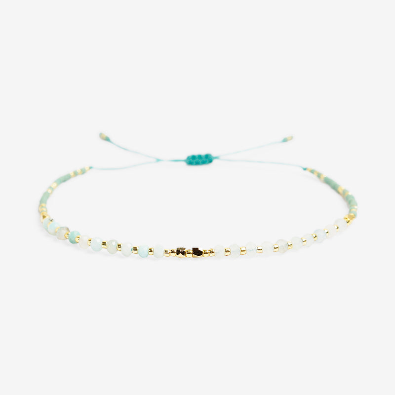 PULSERA AJUSTABLE MIYUKI AMAZONITA + HEMATITA