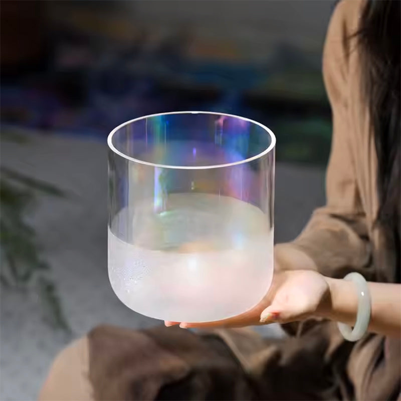"COSMIC RAY ALCHEMY" CUENCO DE CRISTAL DE CUARZO - 6" A 9", AFINACIÓN 432 HZ (RESERVA)