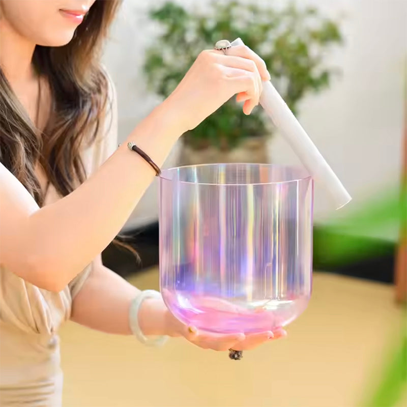 "PURPLE RAY ALCHEMY" CUENCO DE CRISTAL DE CUARZO - 6" A 11", AFINACIÓN 432 HZ (RESERVA)