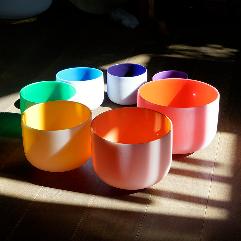 SET DE 7 CUENCOS DE CUARZO COLOR - 7 CHAKRAS (RESERVA)