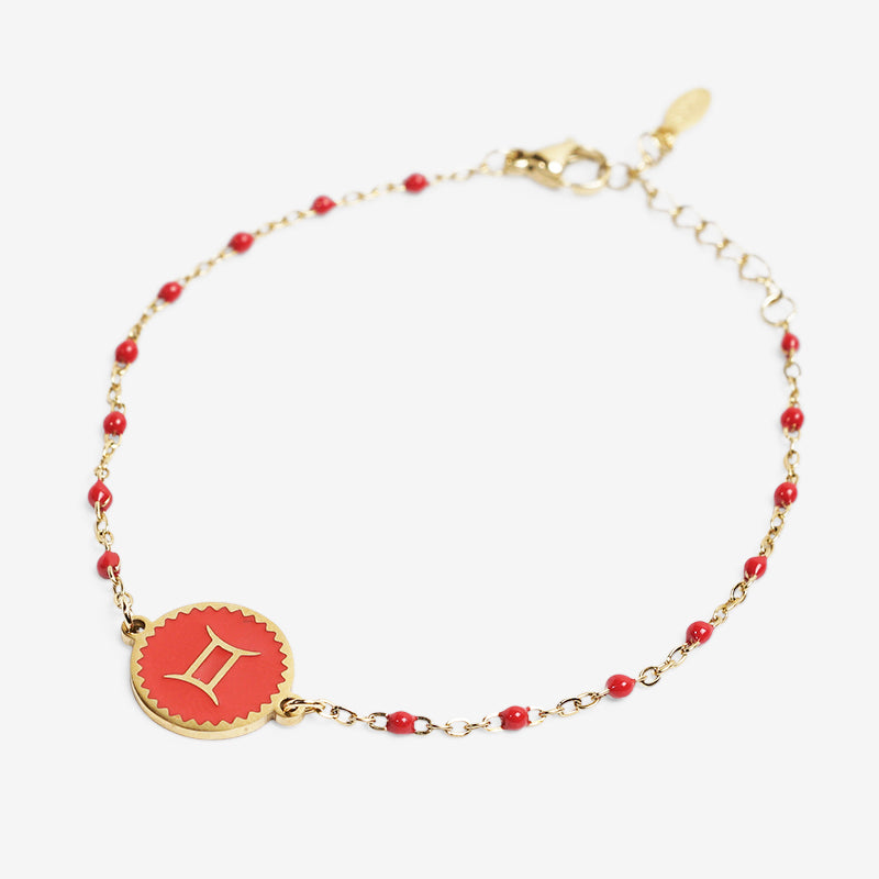PULSERA ZODIACO AJUSTABLE ACERO INOXIDABLE BAÑADO EN ORO 18K "GEMINIS"