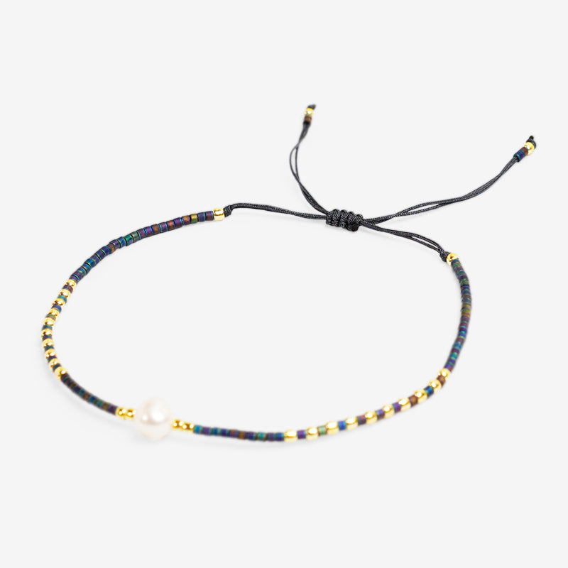PULSERA AJUSTABLE MIYUKI CRISTAL "PERLA OCÉANICA"