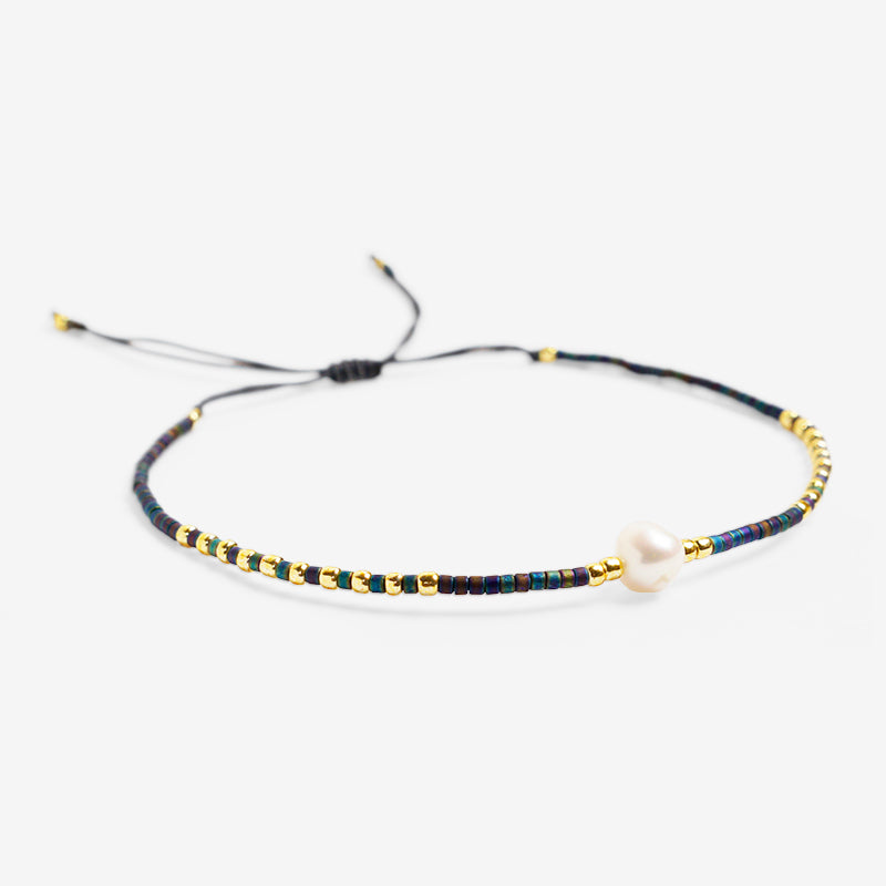 PULSERA AJUSTABLE MIYUKI CRISTAL "PERLA OCÉANICA"