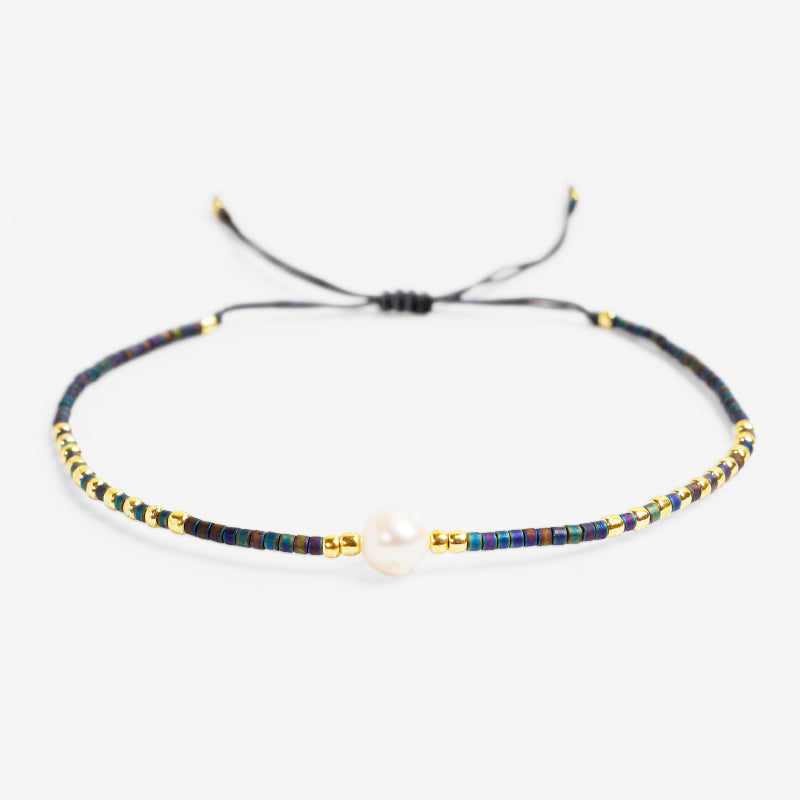 PULSERA AJUSTABLE MIYUKI CRISTAL "PERLA OCÉANICA"