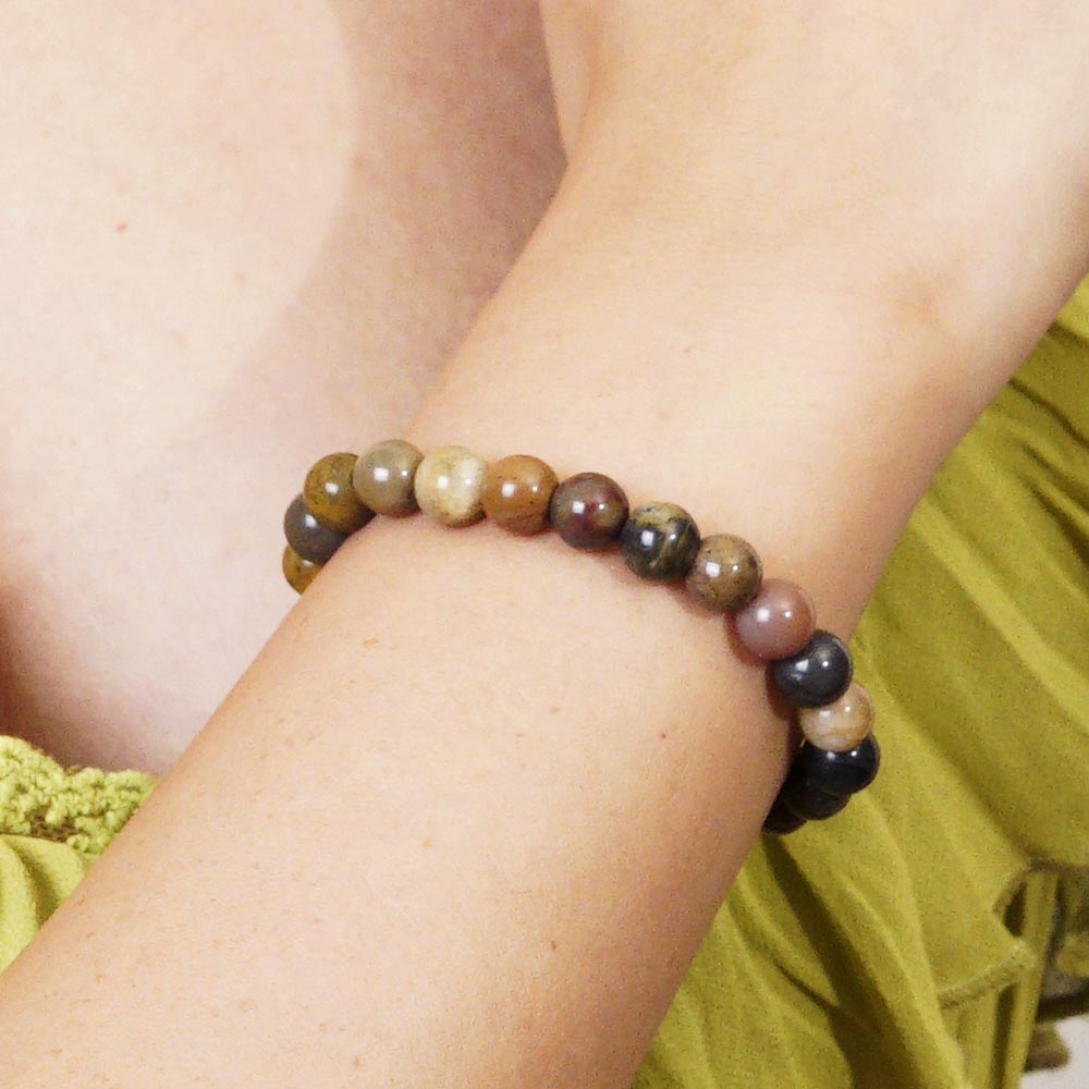 PULSERA AJUSTABLE PIEDRA DE RÍO (8 MM)