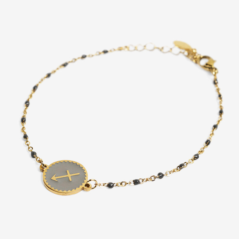 PULSERA ZODIACO AJUSTABLE ACERO INOXIDABLE BAÑADO EN ORO 18K "SAGITARIO"