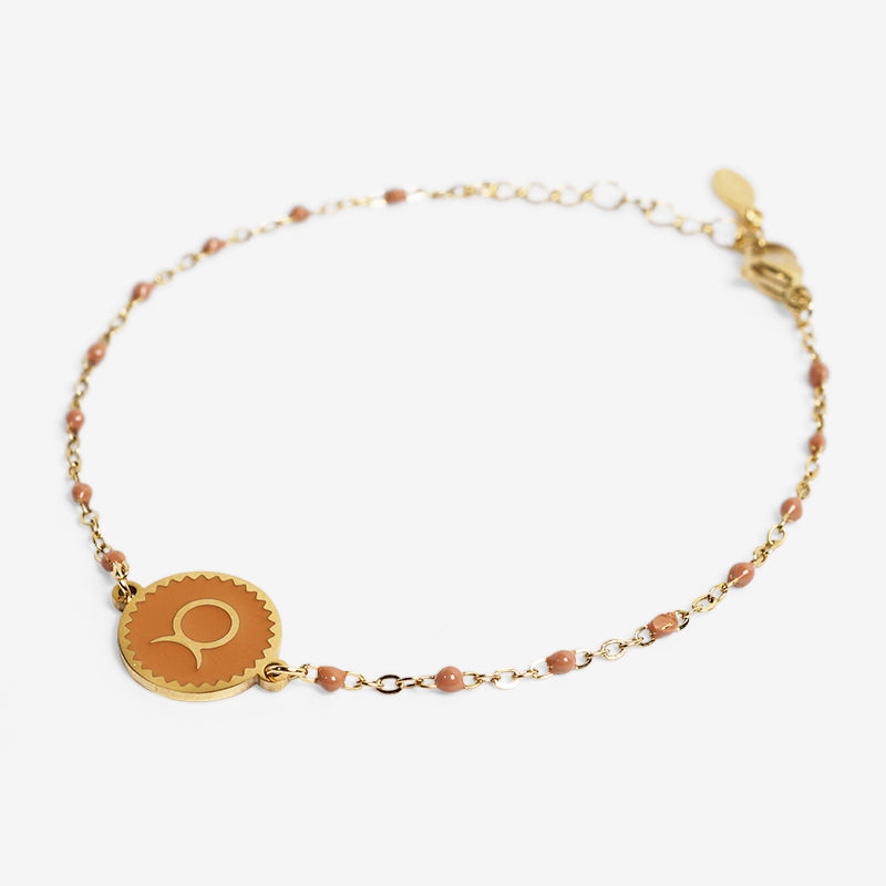 PULSERA ZODIACO AJUSTABLE ACERO INOXIDABLE BAÑADO EN ORO 18K "TAURO"