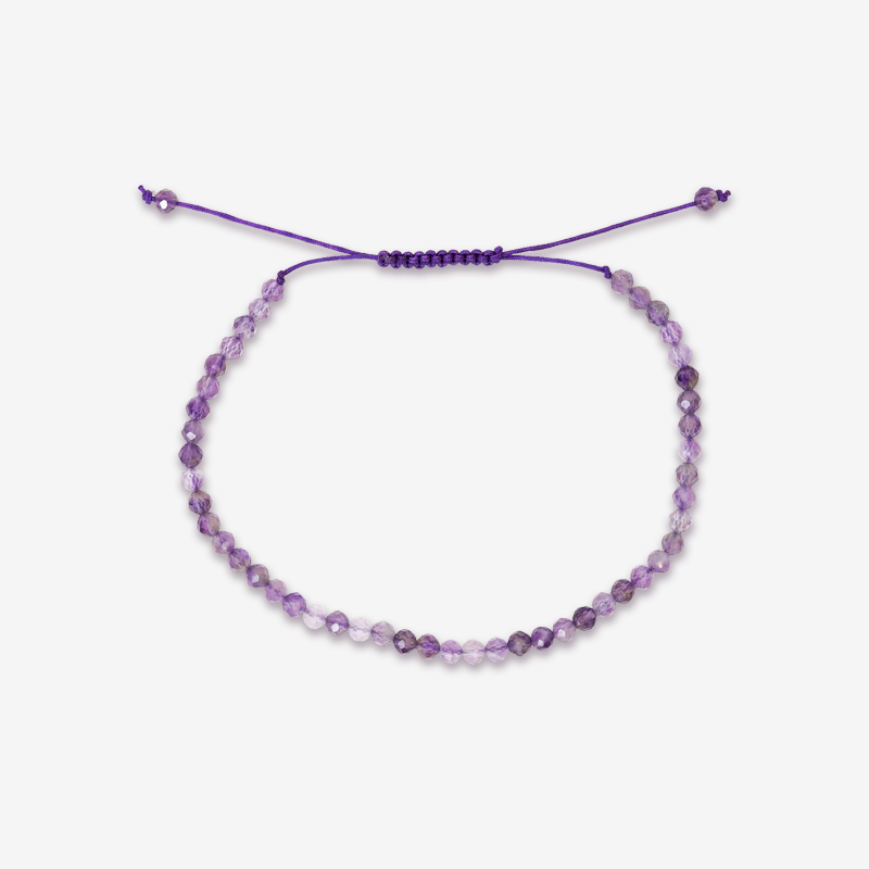 PULSERA AJUSTABLE AMATISTA FACETADA (3 MM)