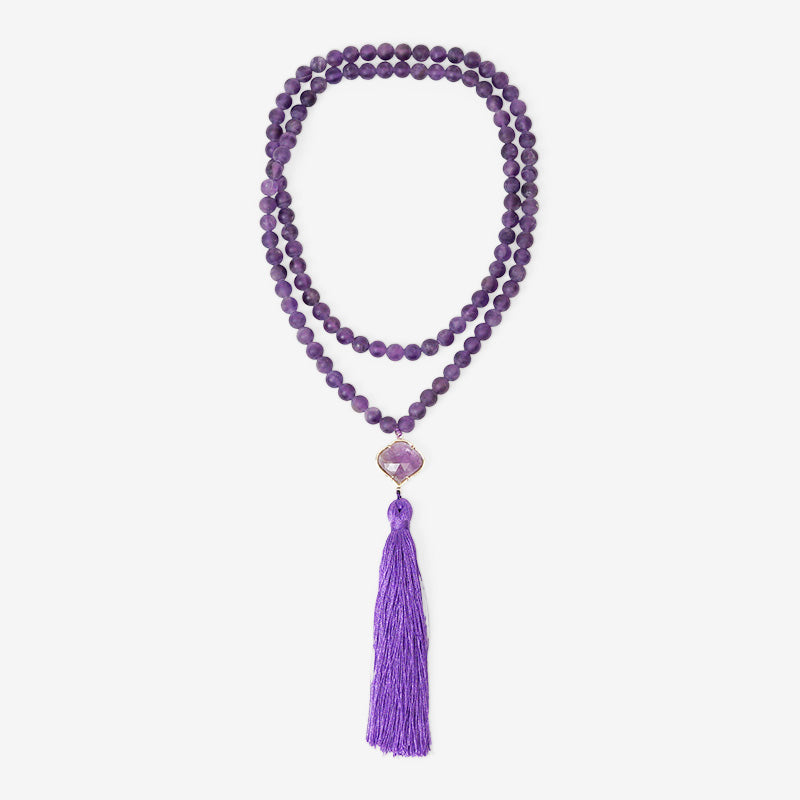 JAPA MALA 108 CUENTAS AMATISTA + PIEDRA AMATISTA