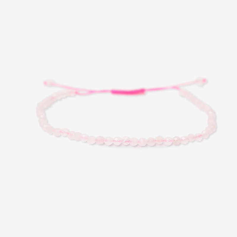 PULSERA AJUSTABLE CUARZO ROSA FACETADA (3 MM)
