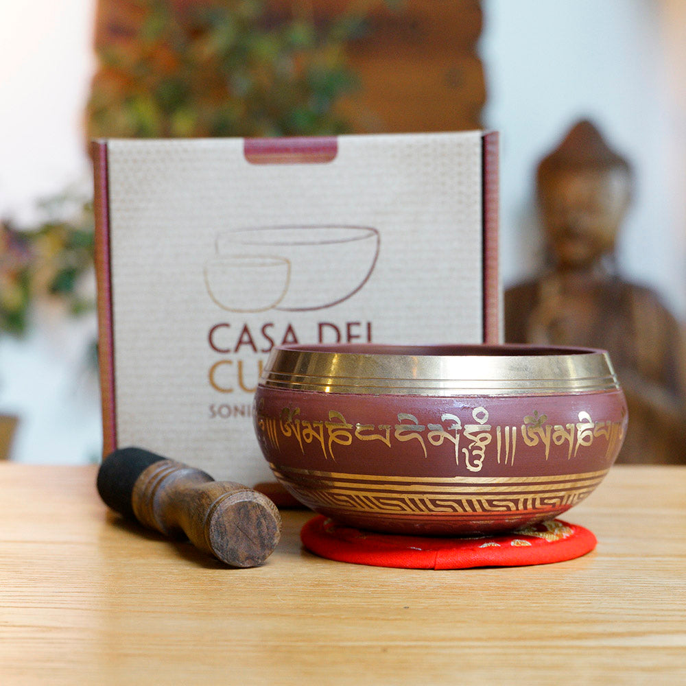CUENCO TIBETANO MANTRA MARRÓN (11 - 12 CM)