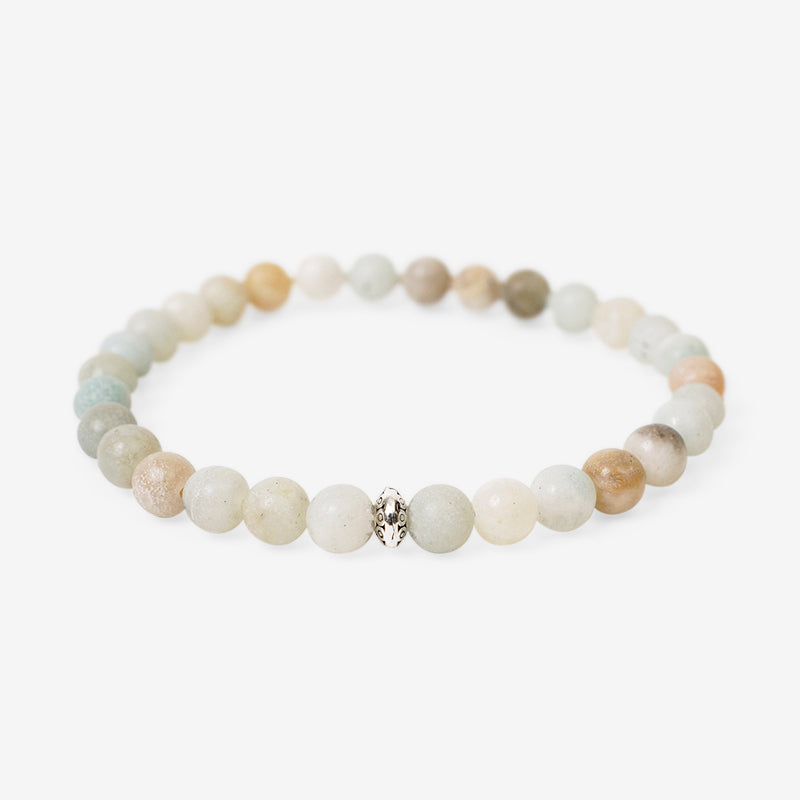 PULSERA ELÁSTICA AMAZONITA (6 MM) + DETALLE DE PLATA 925