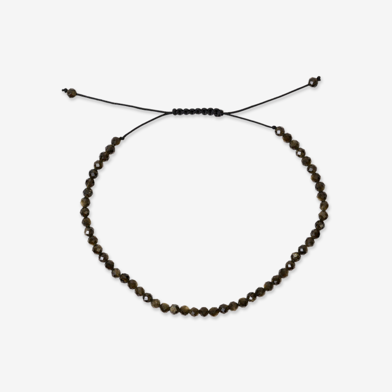 PULSERA AJUSTABLE OBSIDIANA FACETADA (3 MM)