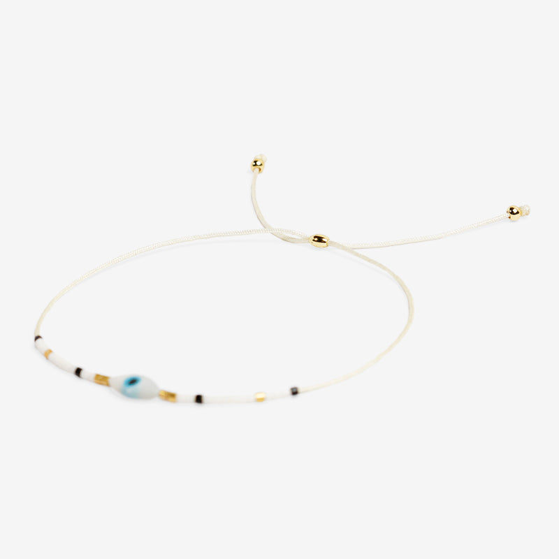 PULSERA AJUSTABLE MIYUKI CRISTAL "OJO BLANCO"