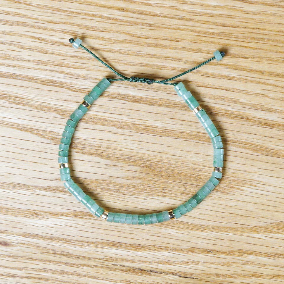 PULSERA AJUSTABLE MIYUKI AVENTURITA VERDE + HEMATITA (2X6 MM)