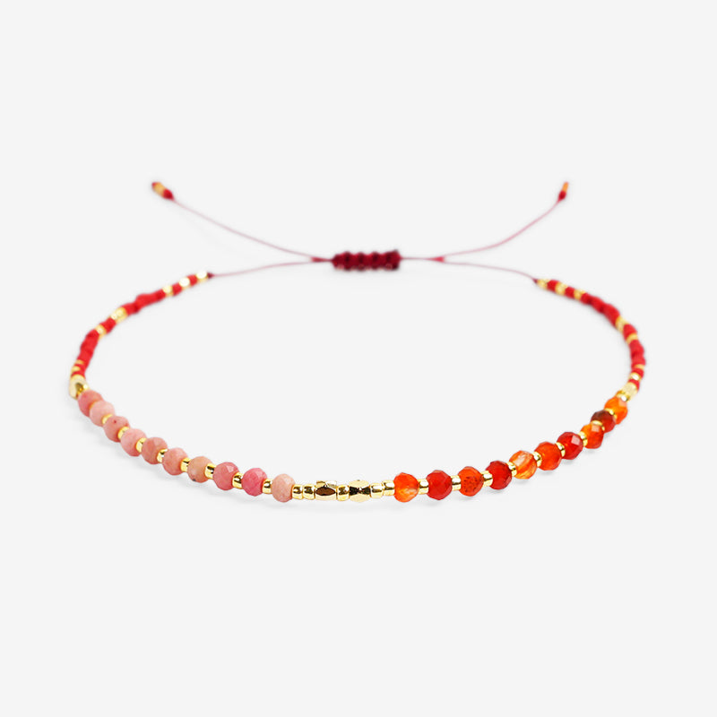 PULSERA AJUSTABLE MIYUKI ÁGATA NARANJA + HEMATITA