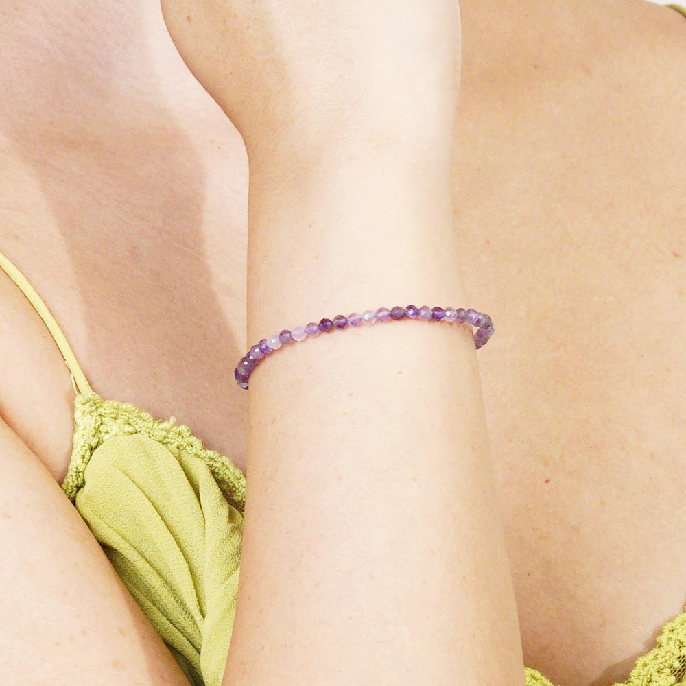 PULSERA AJUSTABLE AMATISTA FACETADA (3 MM)