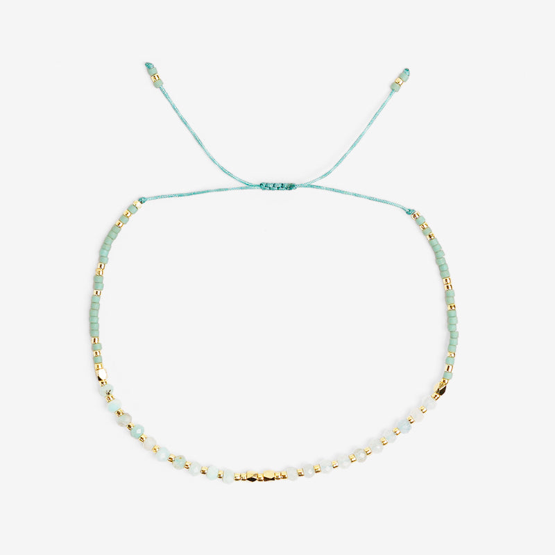 PULSERA AJUSTABLE MIYUKI AMAZONITA + HEMATITA