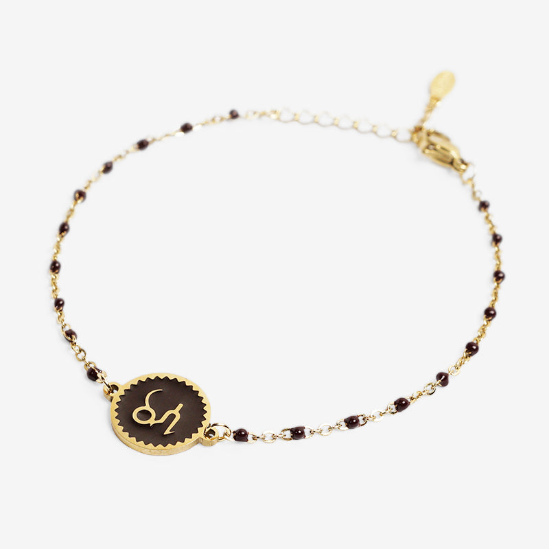 PULSERA ZODIACO AJUSTABLE ACERO INOXIDABLE BAÑADO EN ORO 18K "CAPRICORNIO"
