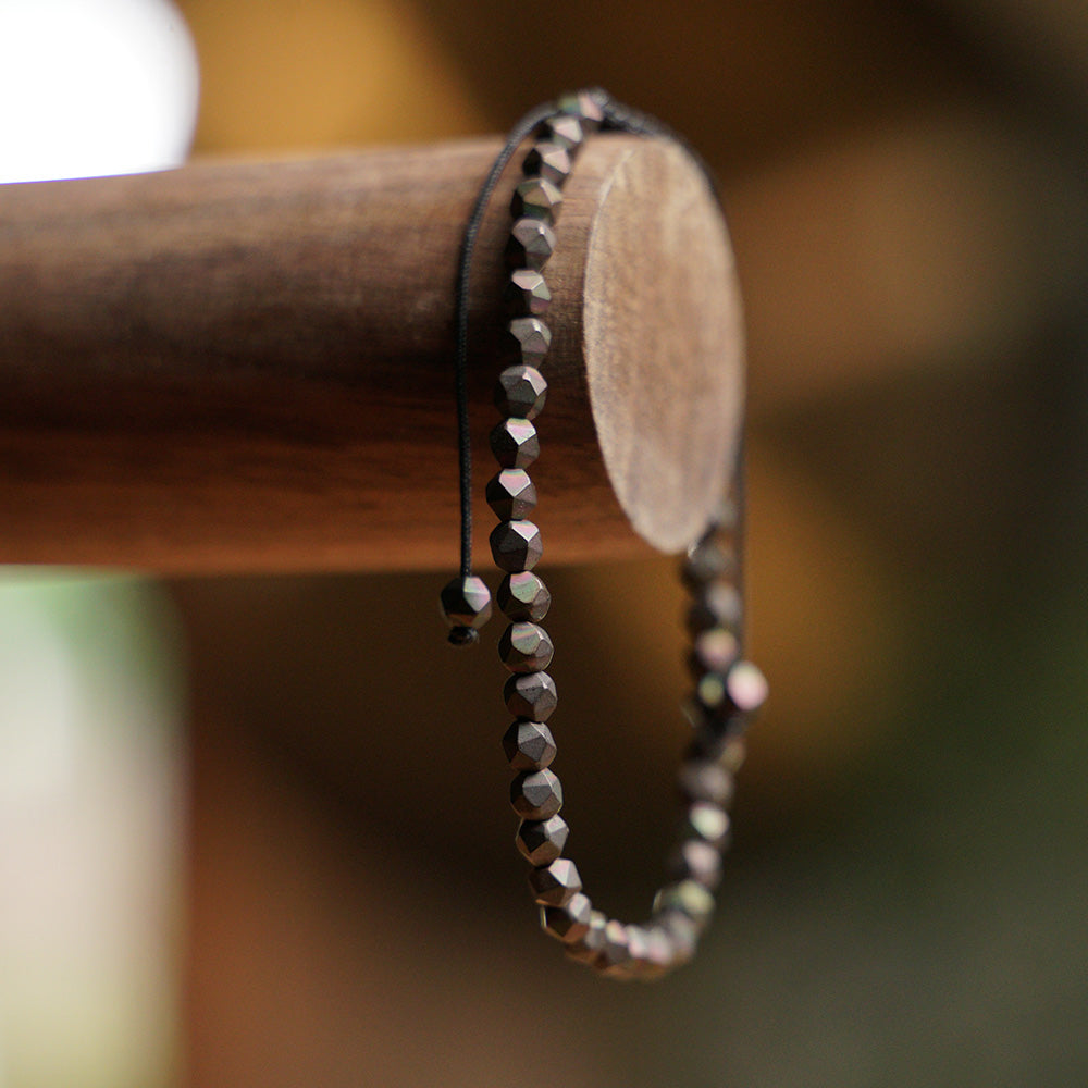 PULSERA AJUSTABLE HEMATITA CAFÉ "VACIO INFINITO" (4MM)