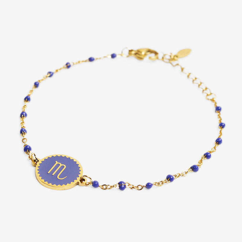 PULSERA ZODIACO AJUSTABLE ACERO INOXIDABLE BAÑADO EN ORO 18K "ESCORPIO"