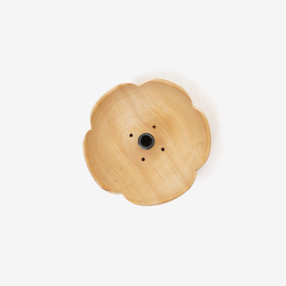 PORTA INCIENSO DE MADERA FLOR DE LOTO 5 ORIFICIOS