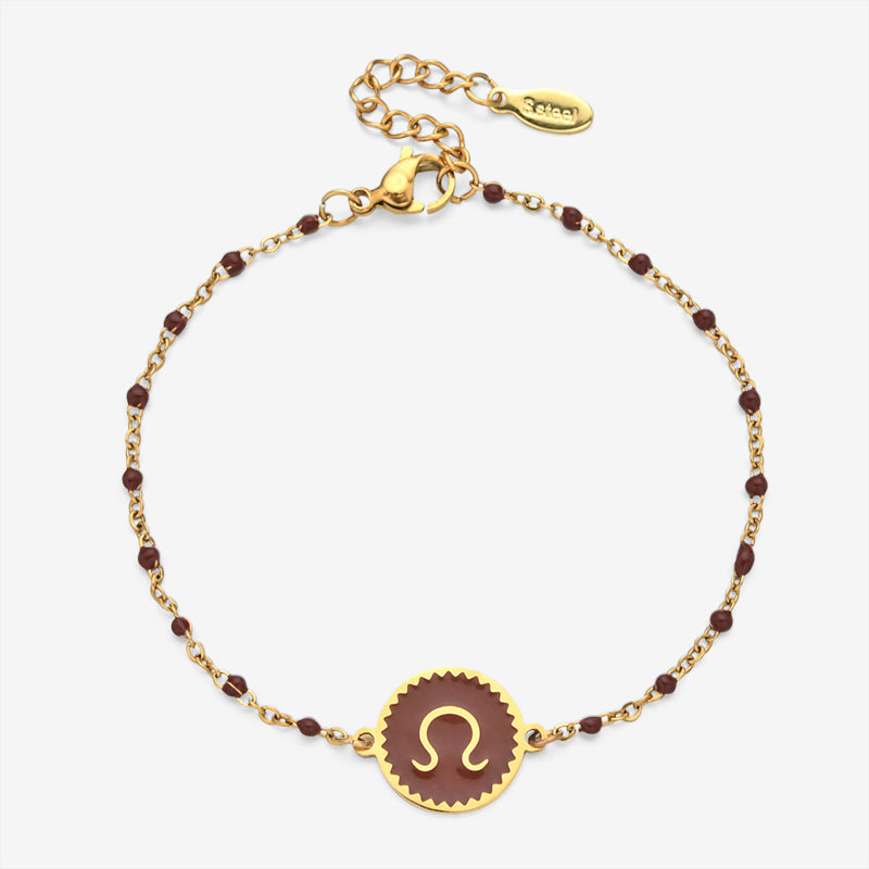 PULSERA ZODIACO AJUSTABLE ACERO INOXIDABLE BAÑADO EN ORO 18K 