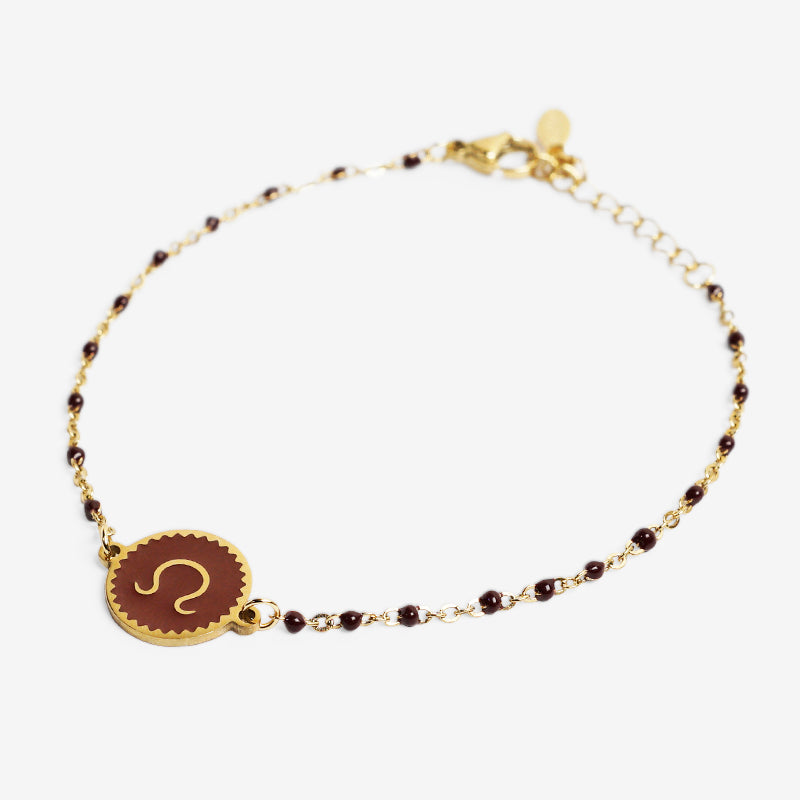 PULSERA ZODIACO AJUSTABLE ACERO INOXIDABLE BAÑADO EN ORO 18K "LEO"