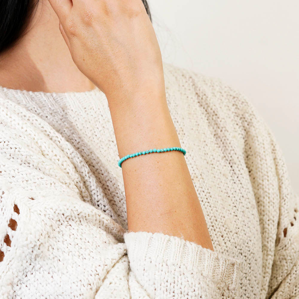 PULSERA AJUSTABLE TURQUESA FACETADA (3 MM)
