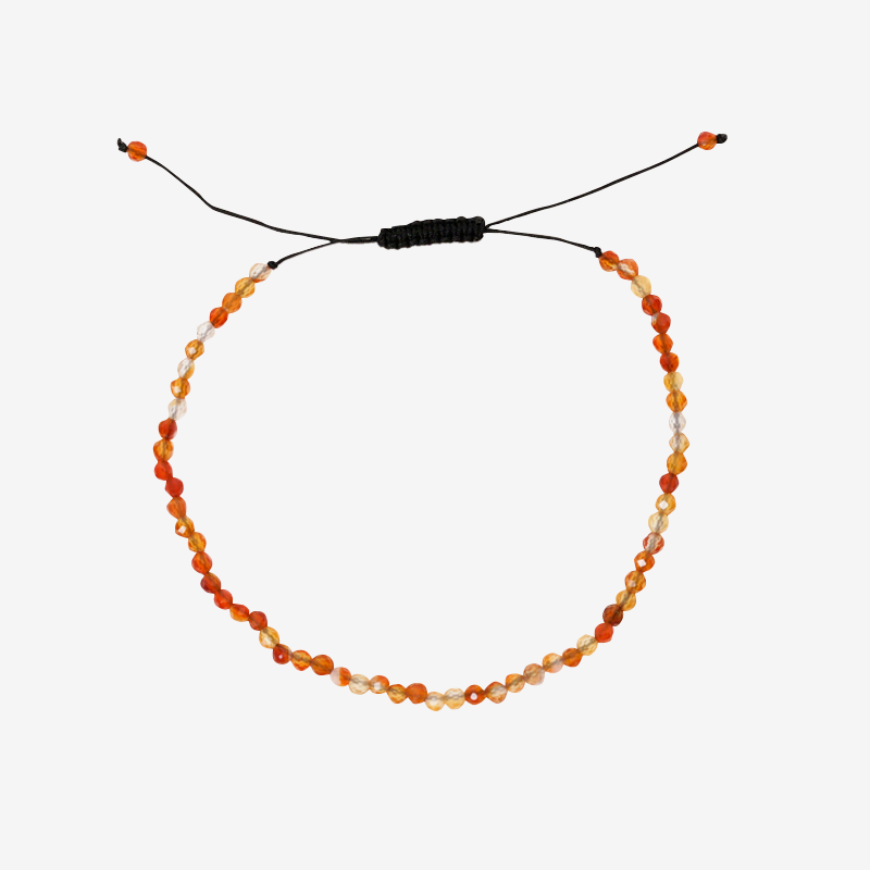 PULSERA AJUSTABLE ÁGATA NARANJA FACETADA (3 MM)