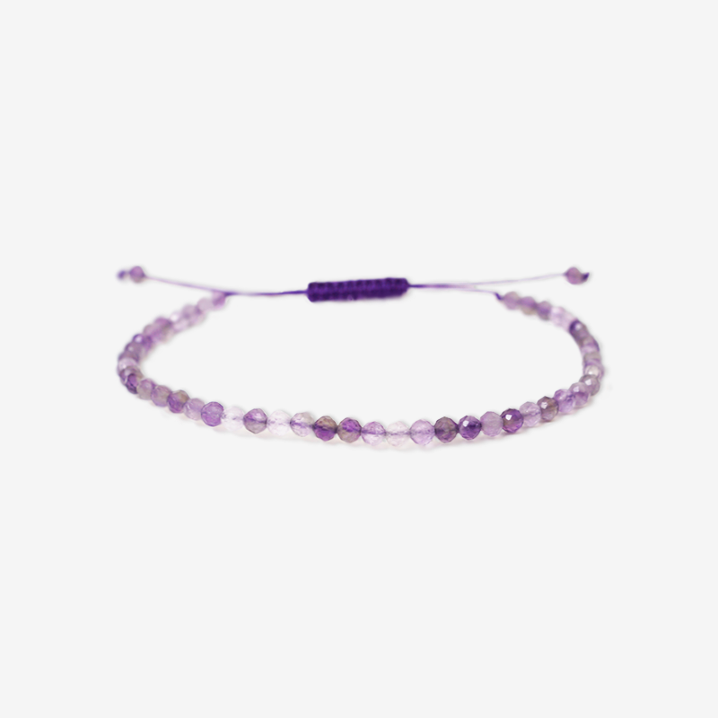 PULSERA AJUSTABLE AMATISTA FACETADA (3 MM)