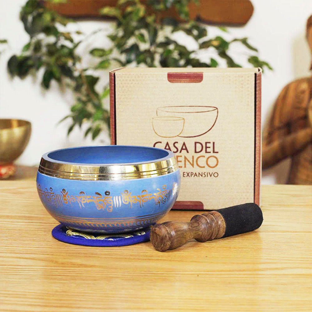 CUENCO TIBETANO MANTRA CELESTE (11 - 12 CM)