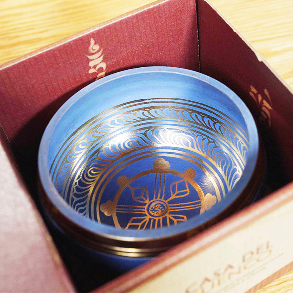 CUENCO TIBETANO MANTRA CELESTE (11 - 12 CM)