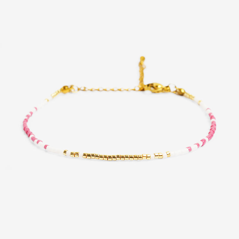 PULSERA AJUSTABLE MIYUKI CRISTAL + BROCHE DE ACERO INOXIDABLE BAÑADO EN ORO 18K "CREATIVIDAD"