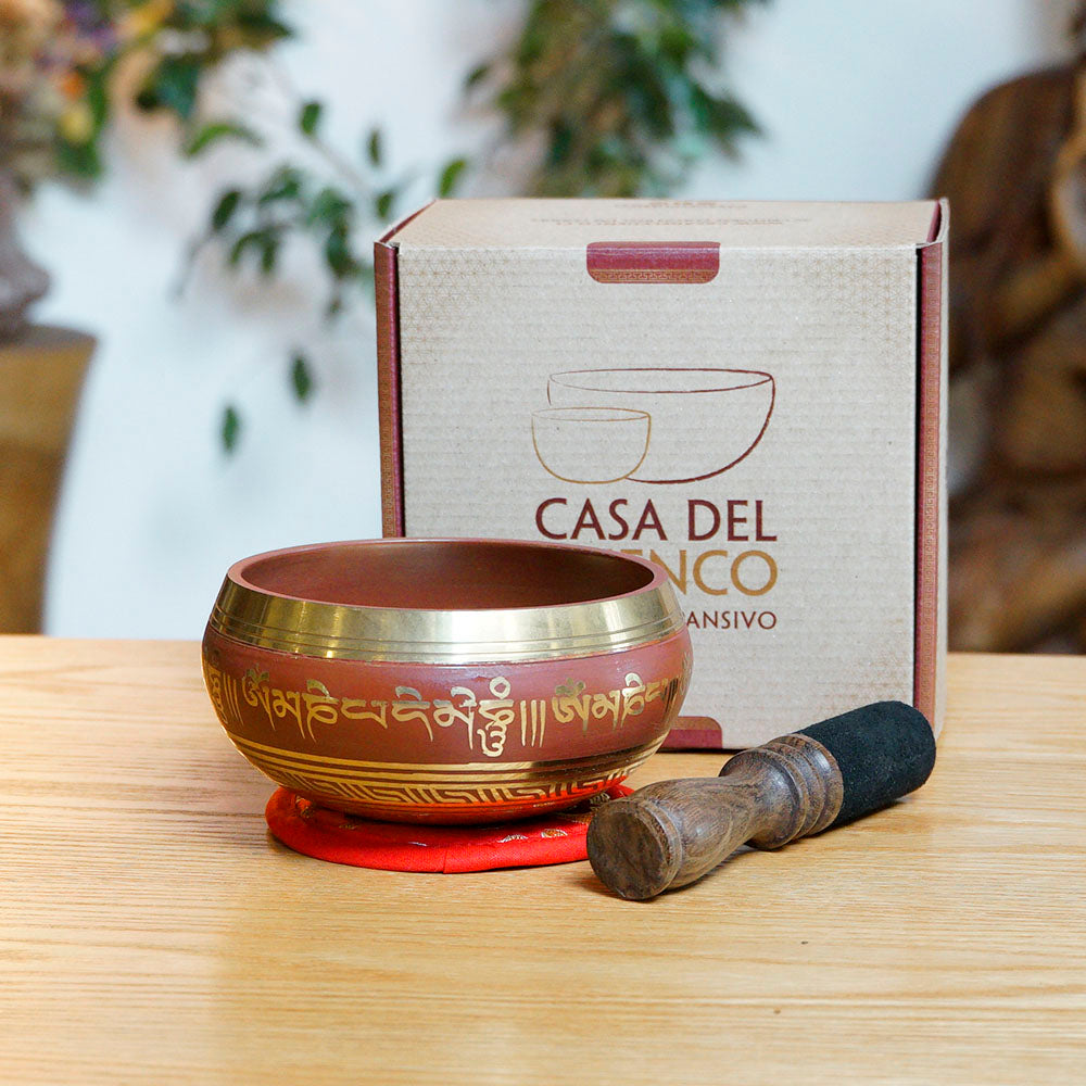 CUENCO TIBETANO MANTRA MARRÓN (11 - 12 CM)