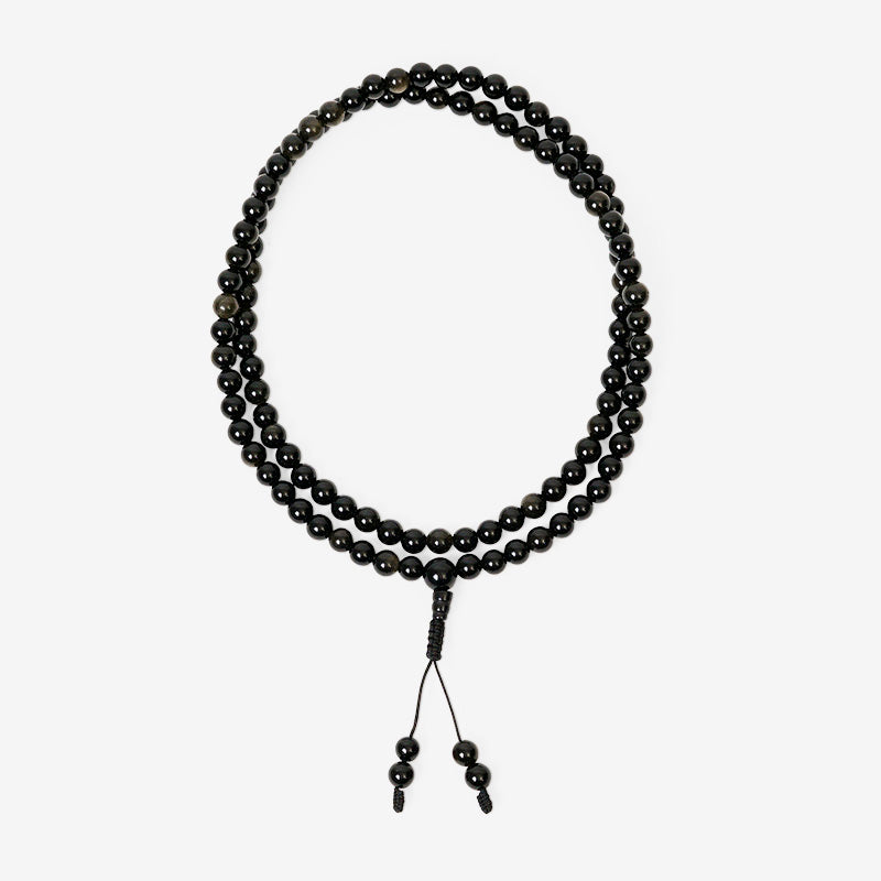 JAPA MALA 108 CUENTAS OBSIDIANA DORADA