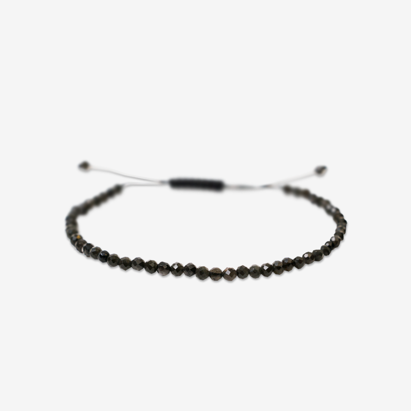 PULSERA AJUSTABLE OBSIDIANA FACETADA (3 MM)