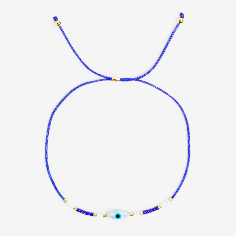 PULSERA AJUSTABLE MIYUKI CRISTAL "OJO AZUL"
