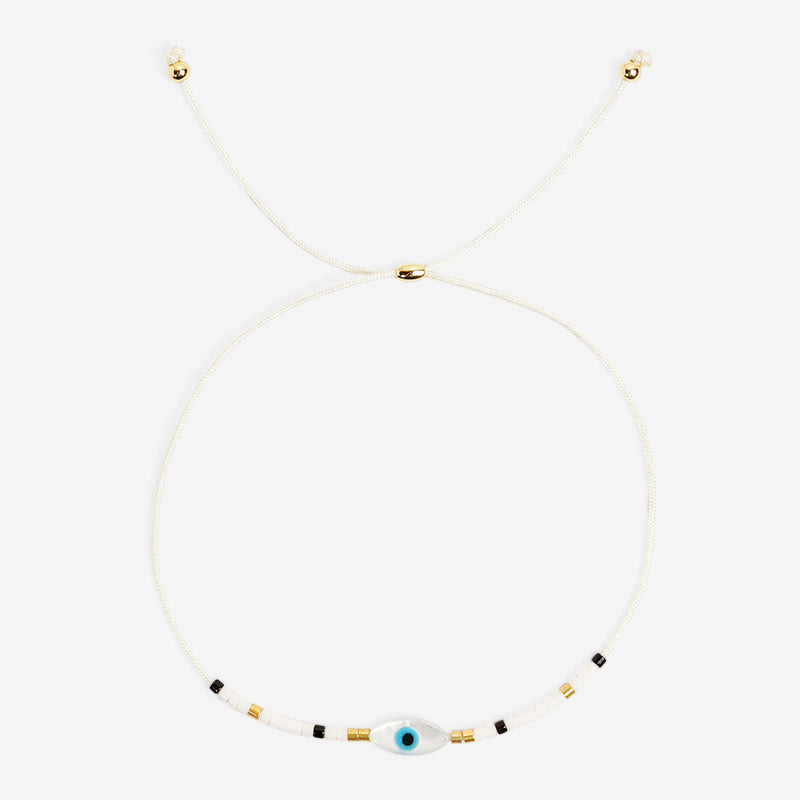PULSERA AJUSTABLE MIYUKI CRISTAL "OJO BLANCO"