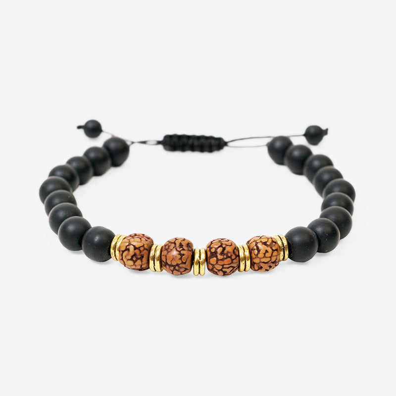 PULSERA AJUSTABLE SHALIGRAM Y RUDRAKSHA (8 MM)